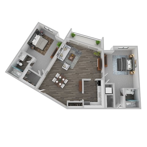 Floor plan for 2 beds, 2 baths, 1400 sqft